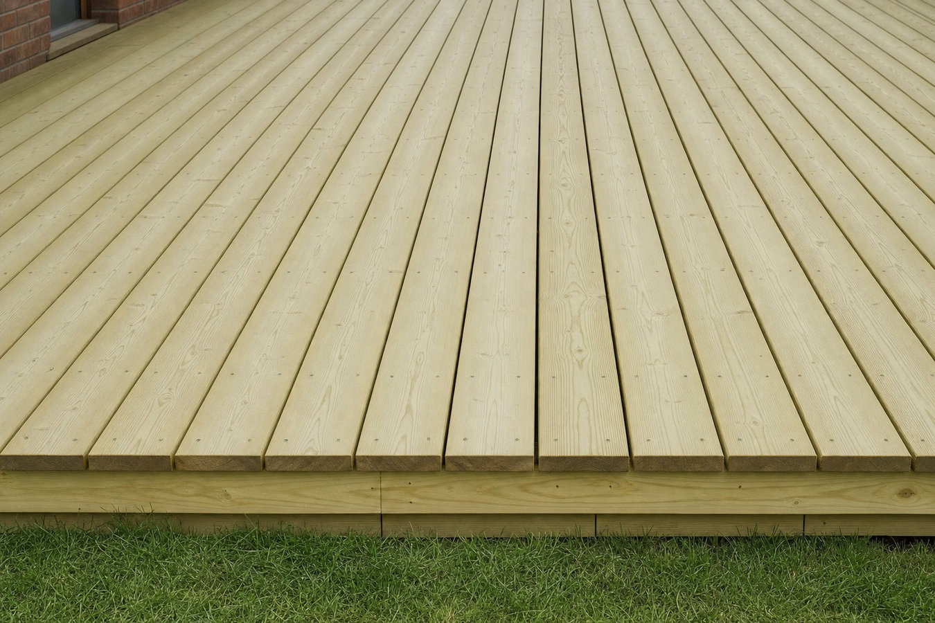 Pressure-treated wood deck construction